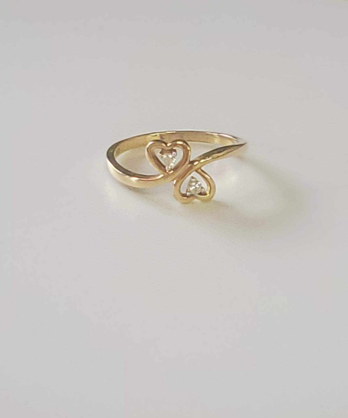 10K Yellow Gold Double Heart Ring