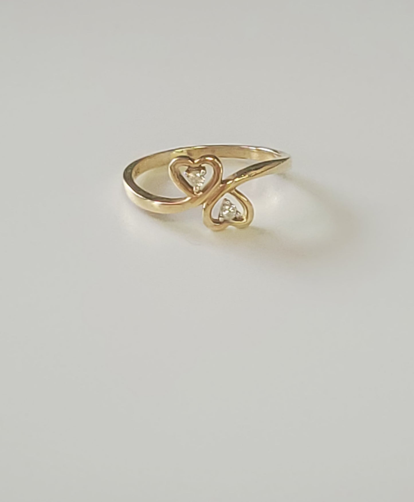 10K Yellow Gold Double Heart Ring