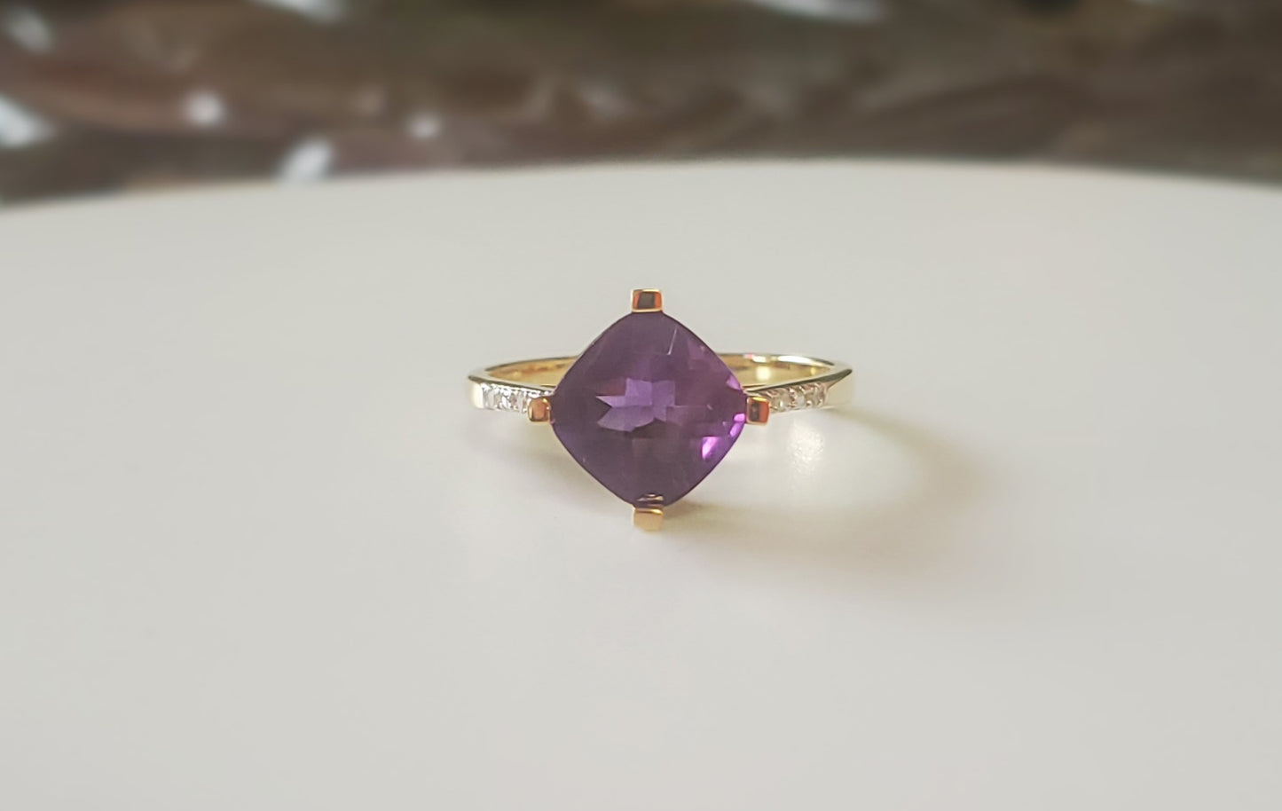 10K Yellow Gold Amethyst Stone Ring