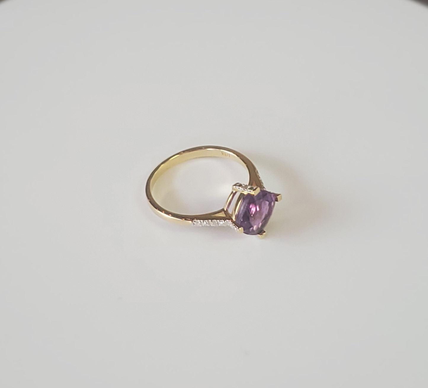 10K Yellow Gold Amethyst Stone Ring