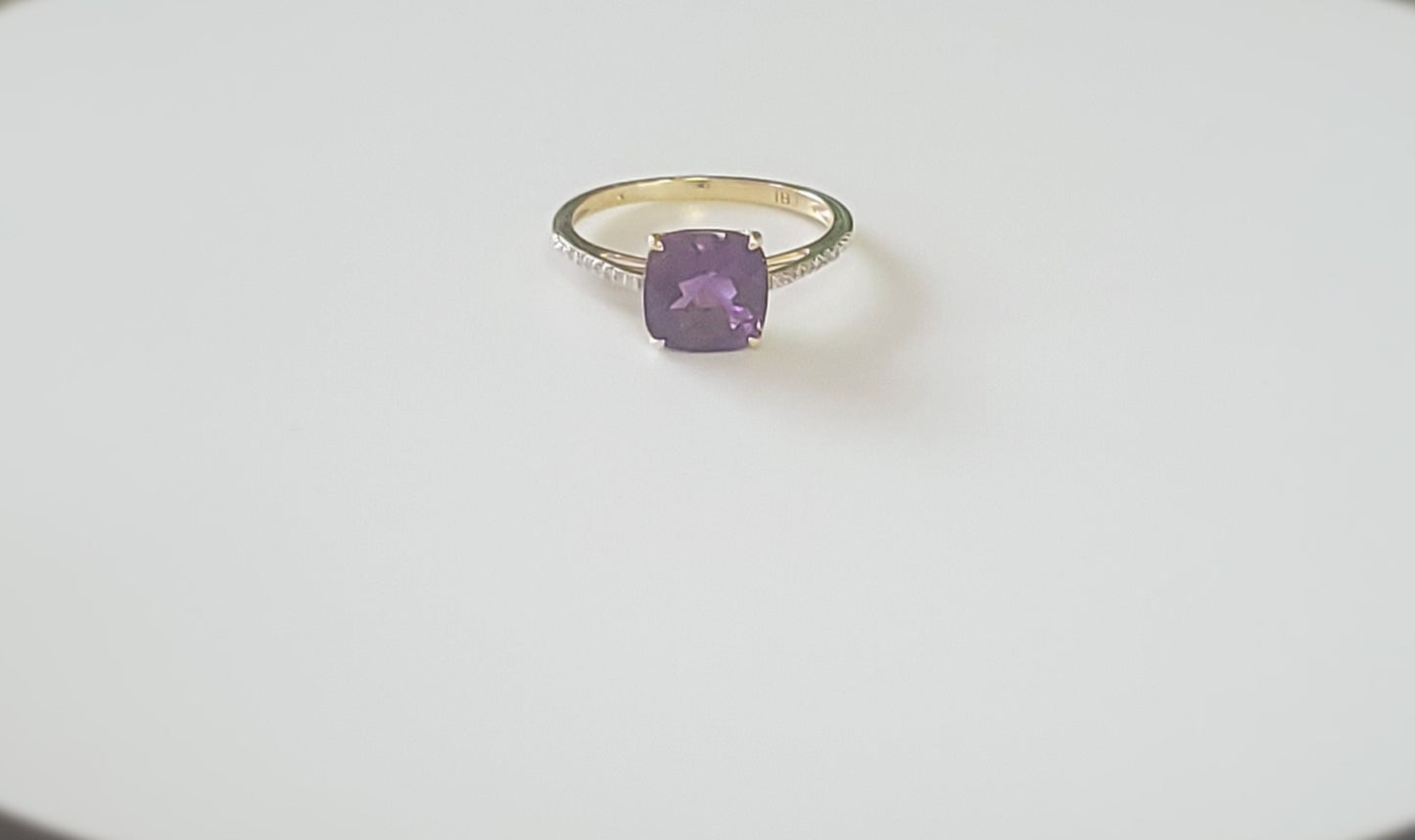 14K Gold Amethyst Stone Ring