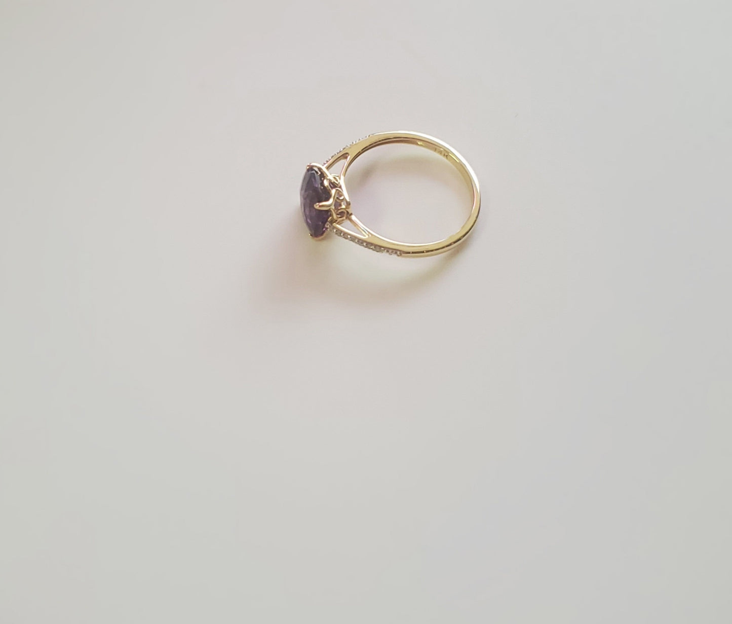 14K Gold Amethyst Stone Ring