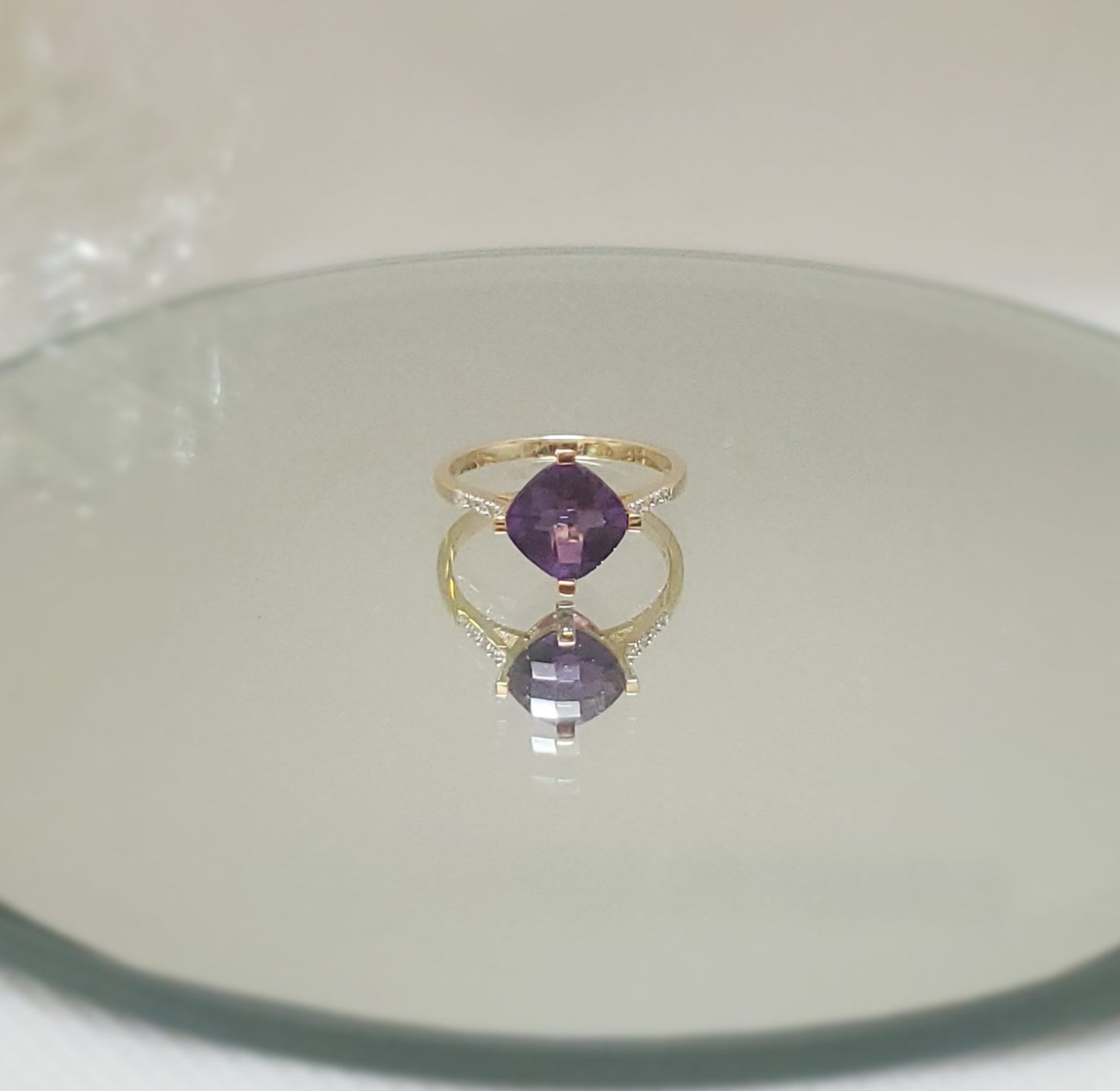 10K Yellow Gold Amethyst Stone Ring