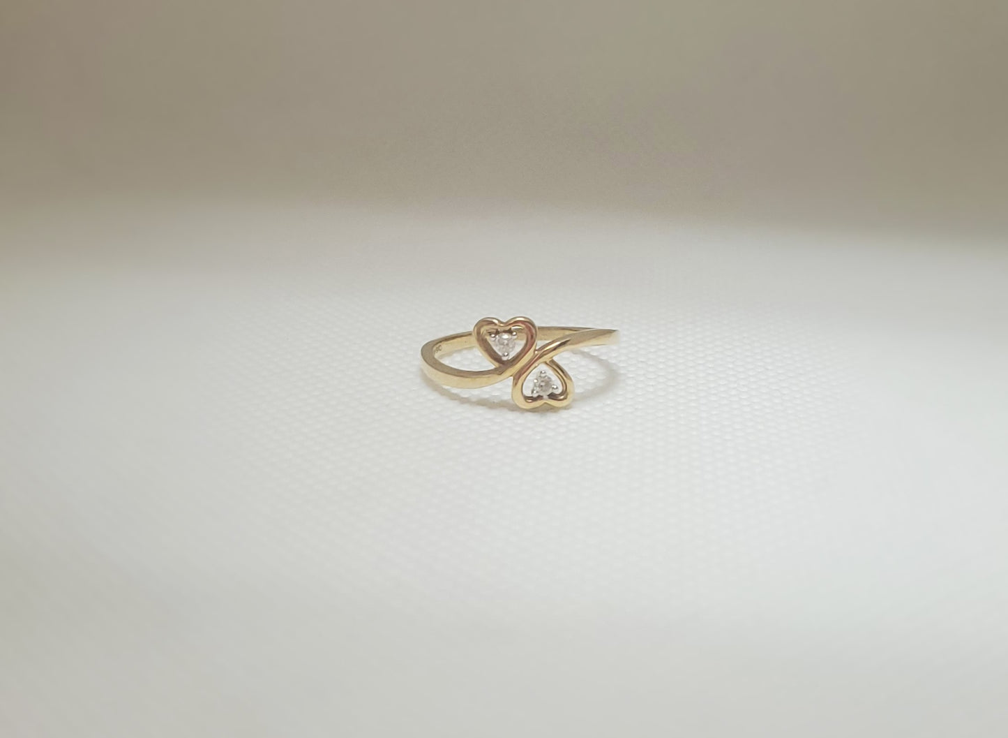 10K Yellow Gold Double Heart Ring