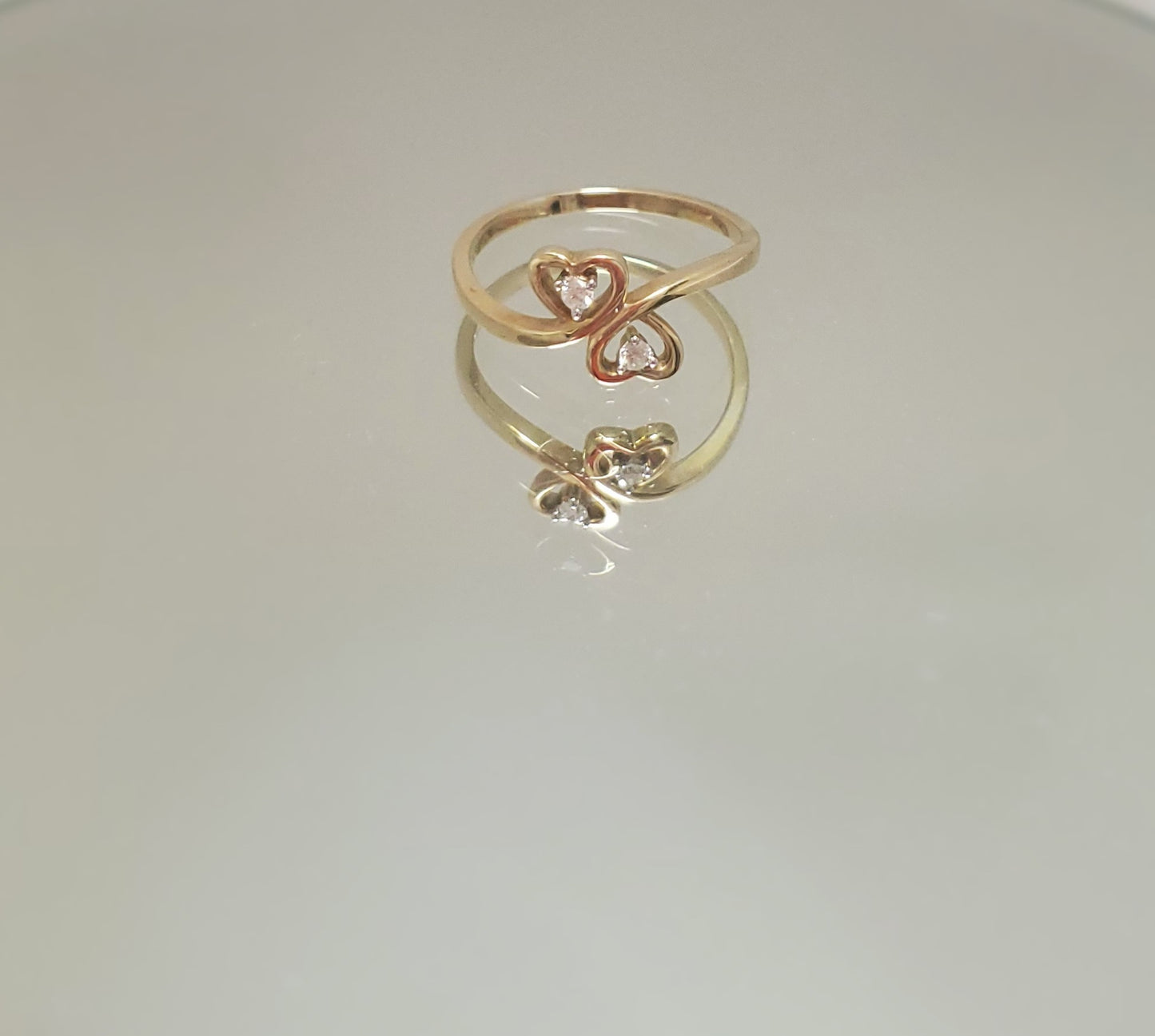 10K Yellow Gold Double Heart Ring