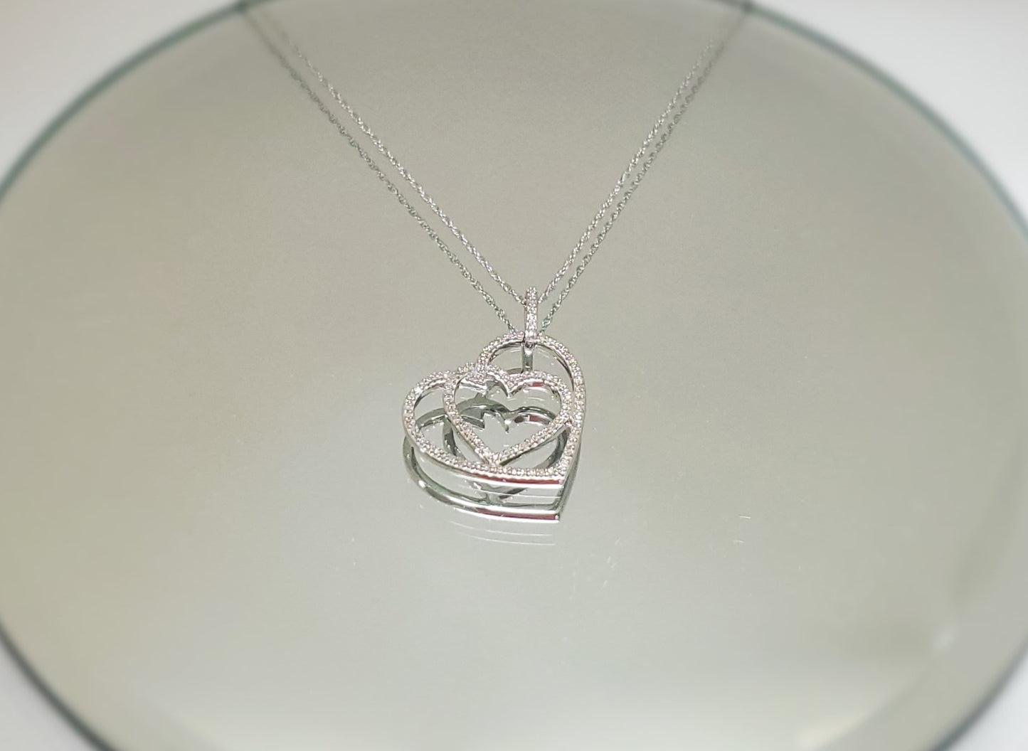 10K Diamond Hearts Intwined Necklace