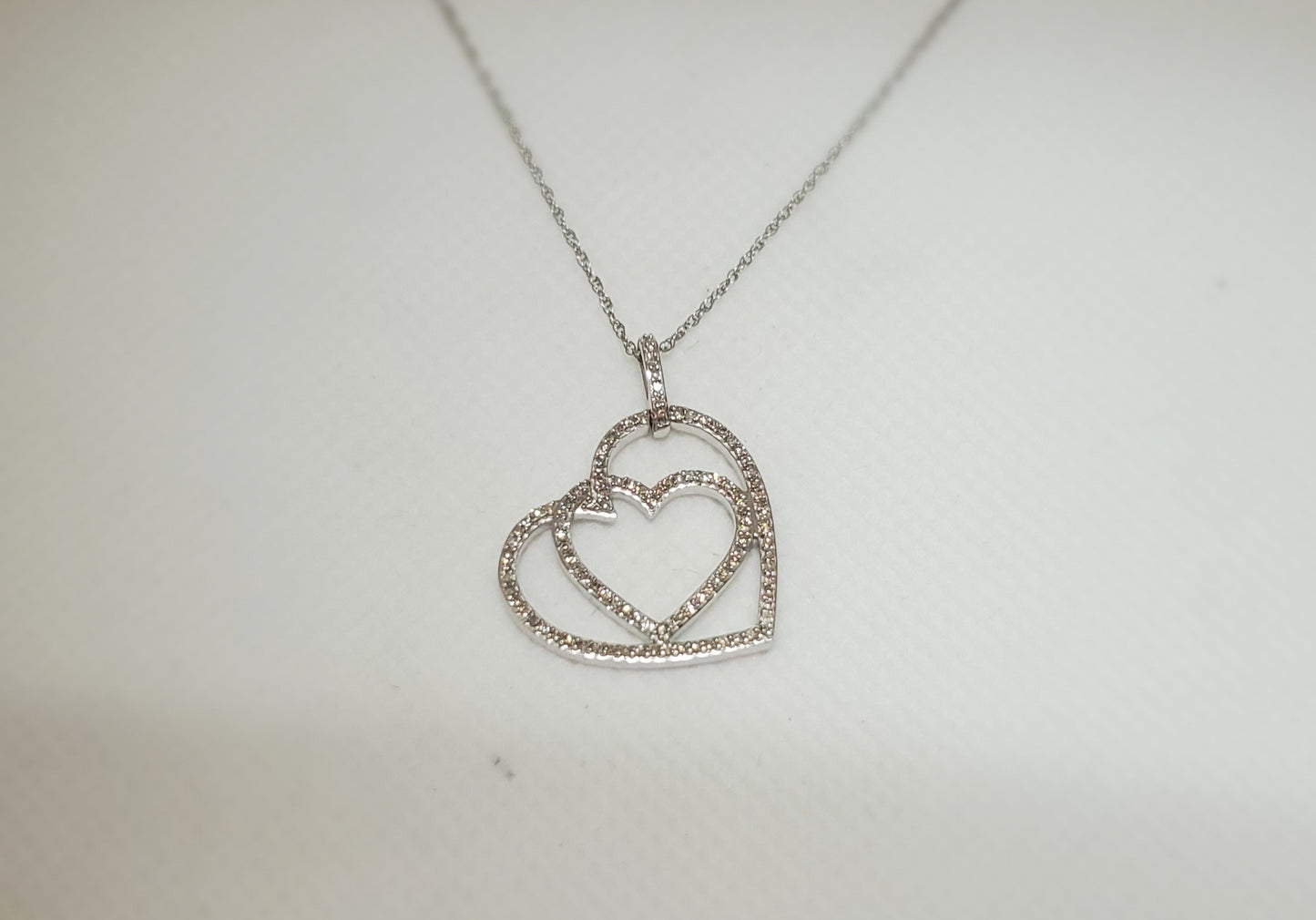 10K Diamond Hearts Intwined Necklace