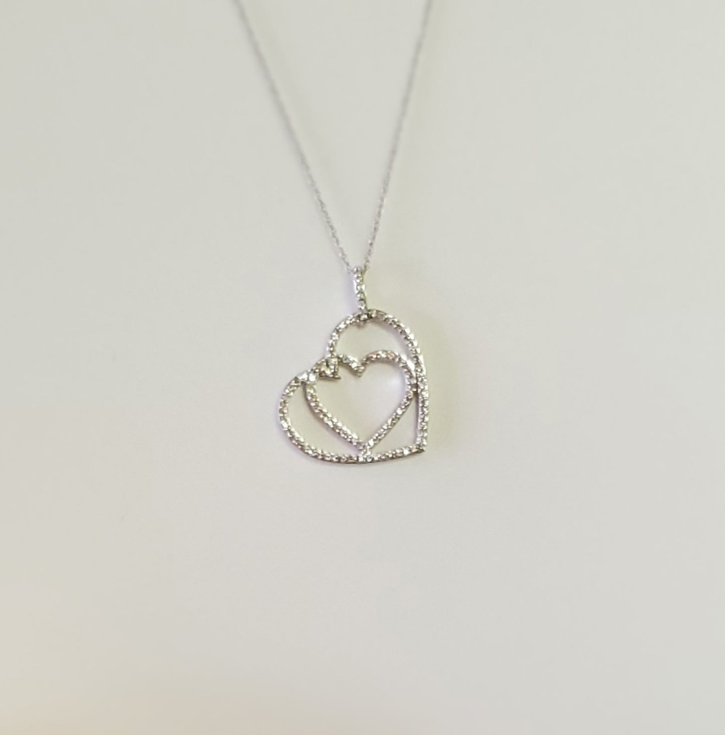 10K Diamond Hearts Intwined Necklace