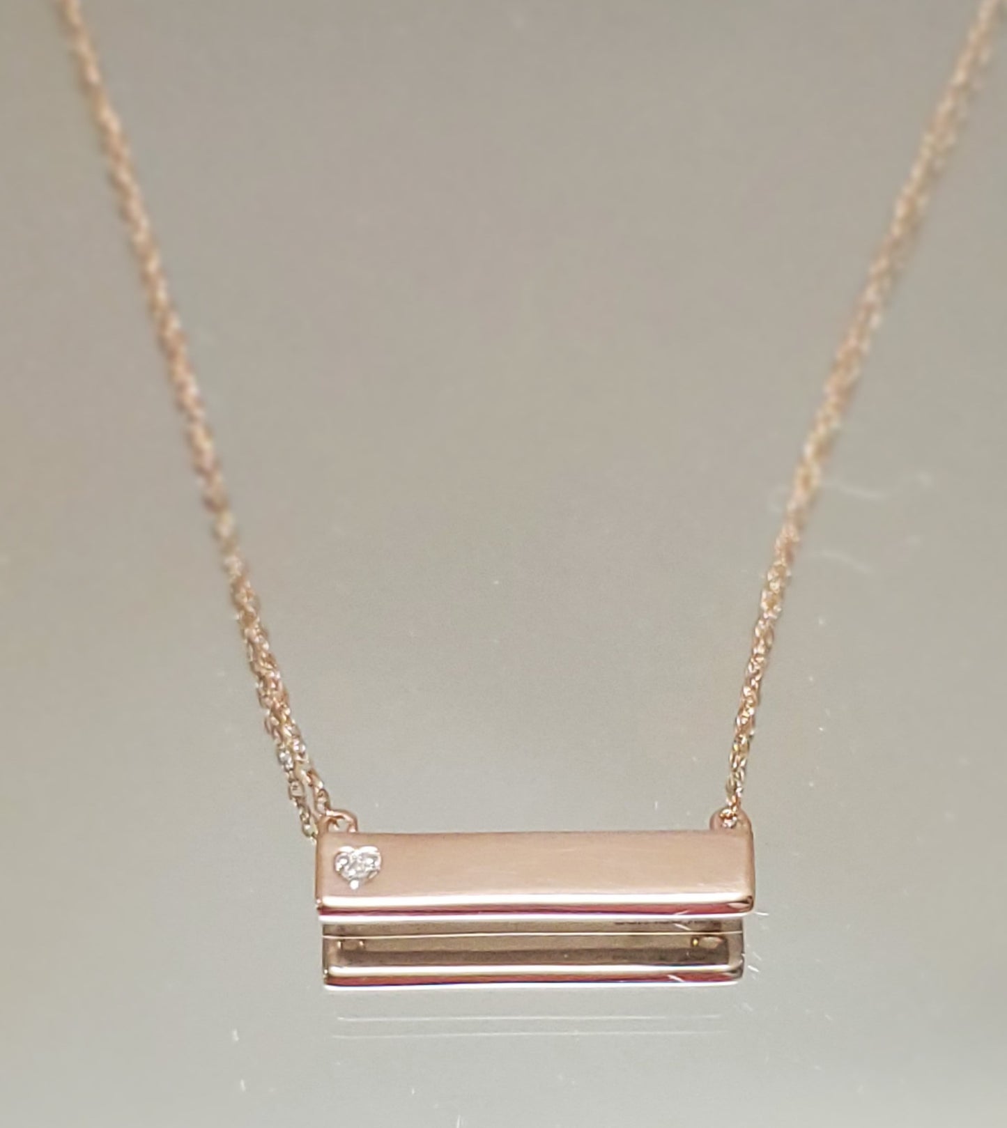 10K Rose Gold Diamond Bar Pendant