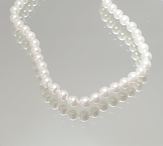 14K White Gold Clad Pearl Necklace