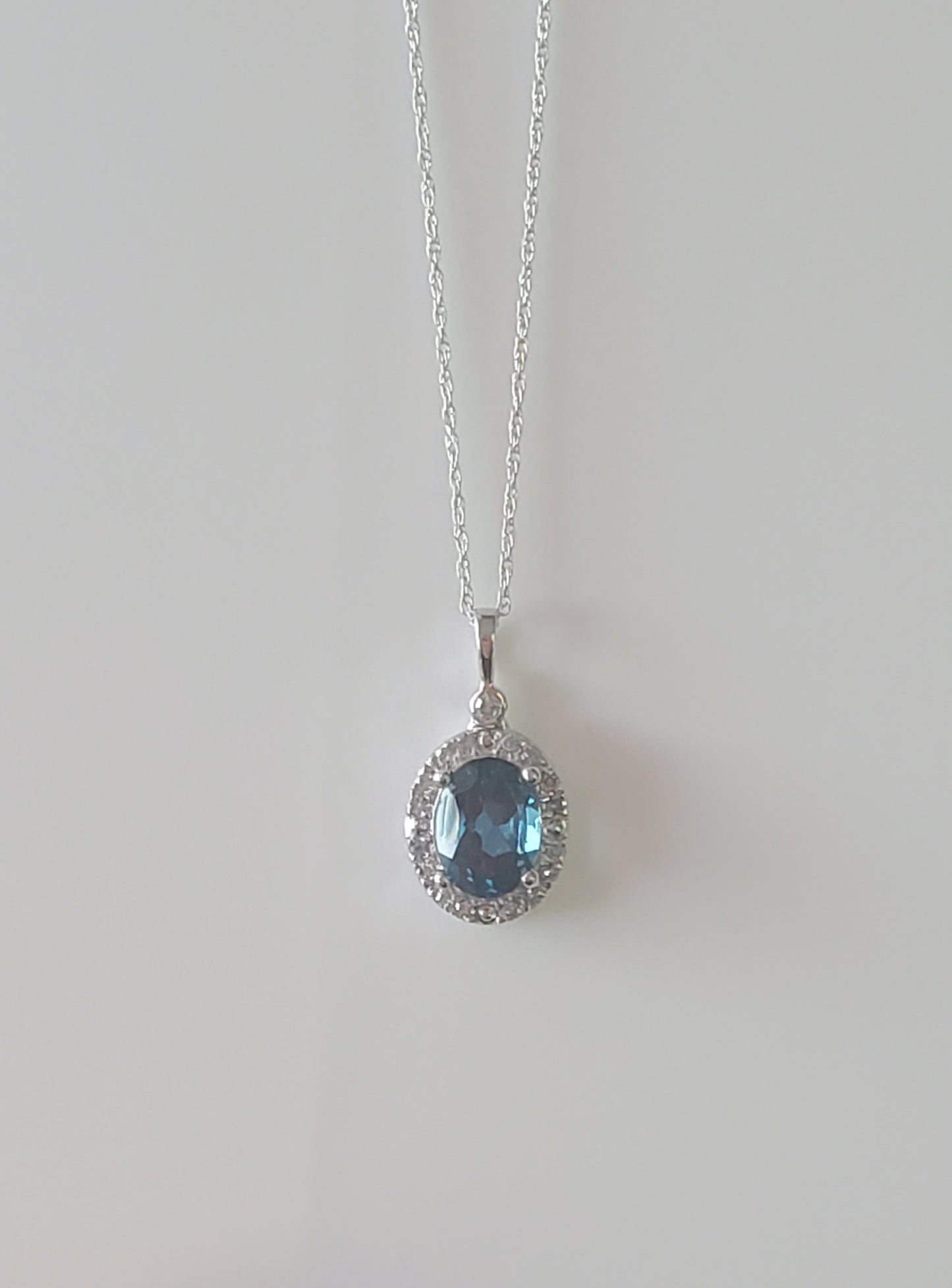 Oval London Blue Topaz and Diamond Pendant