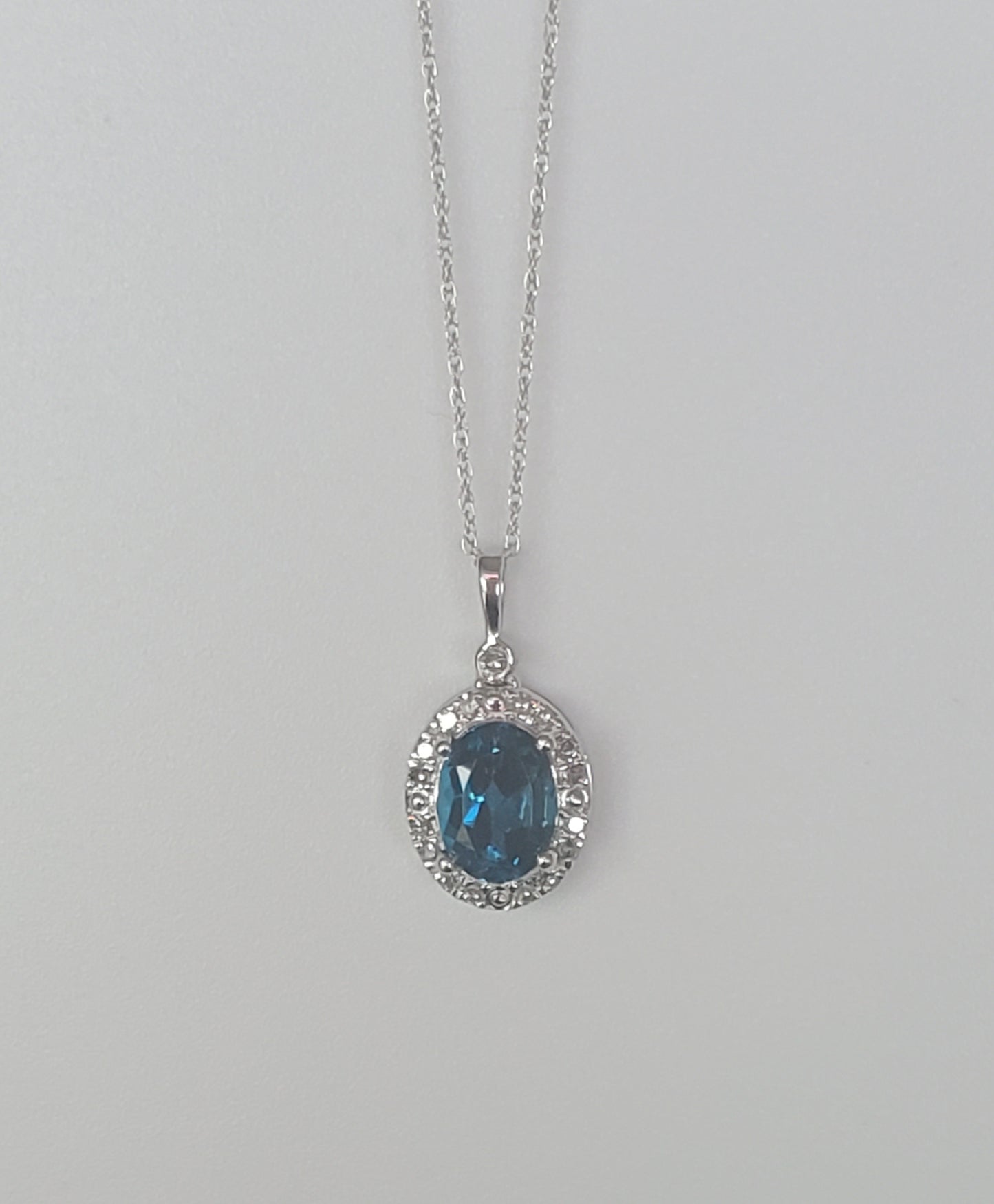Oval London Blue Topaz and Diamond Pendant