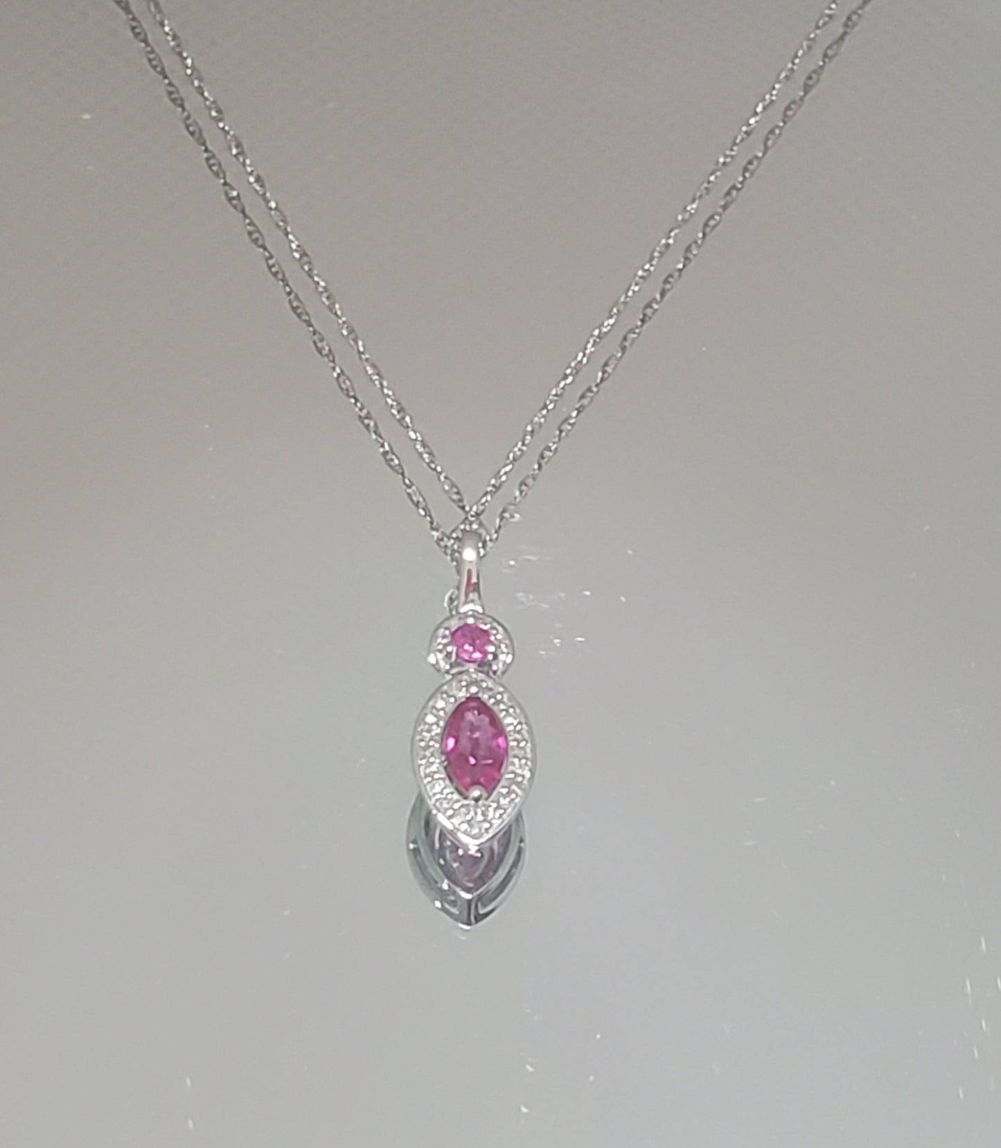 White Gold Diamond and Ruby Pendant