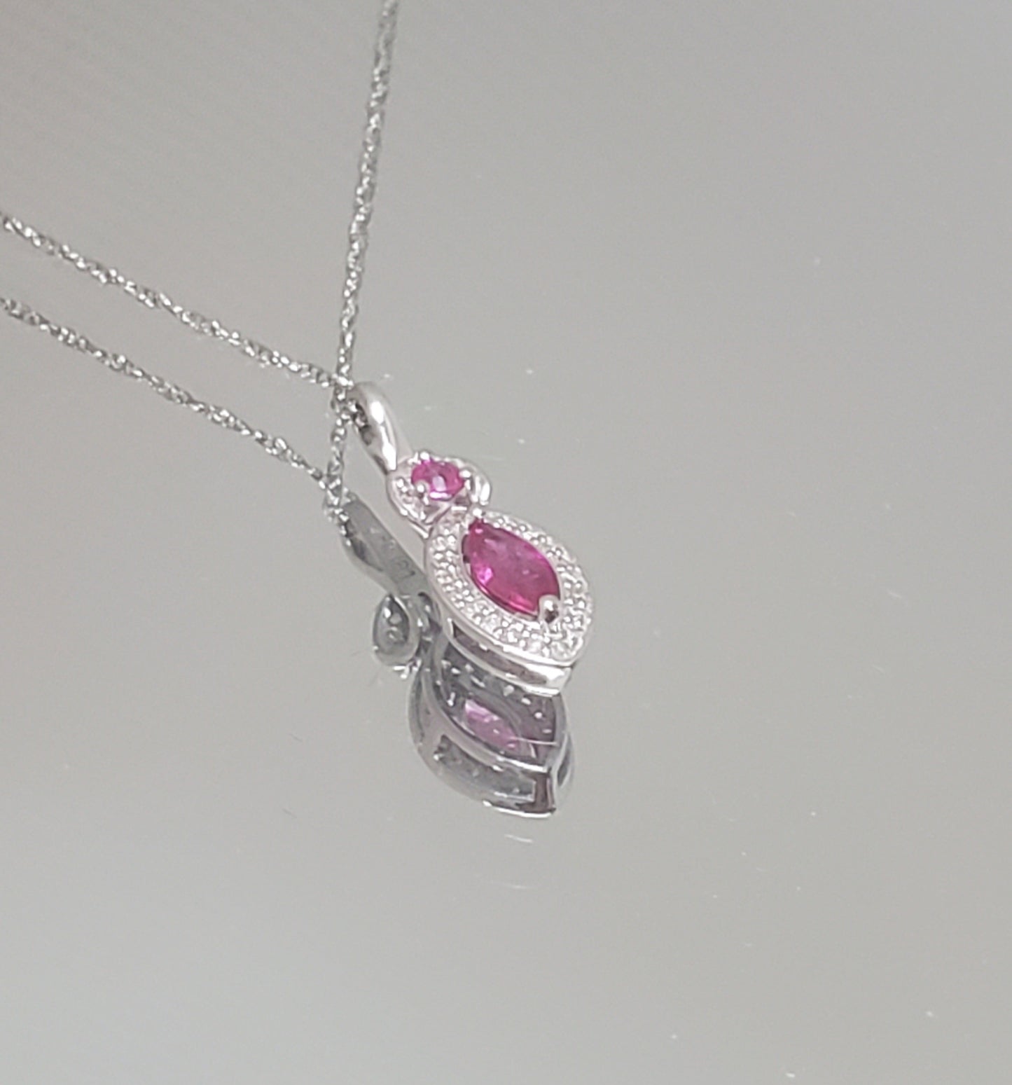 White Gold Diamond and Ruby Pendant