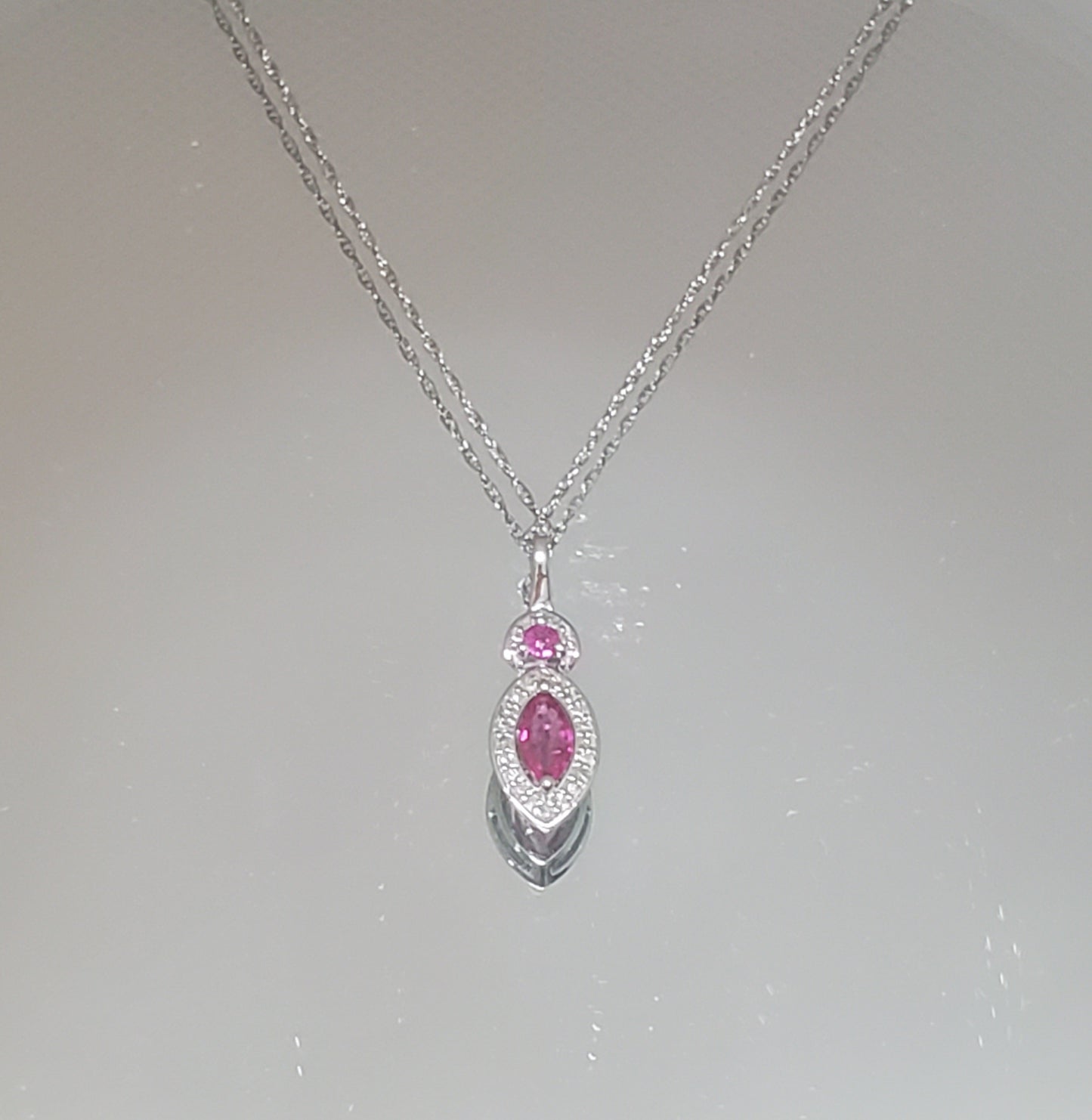 White Gold Diamond and Ruby Pendant