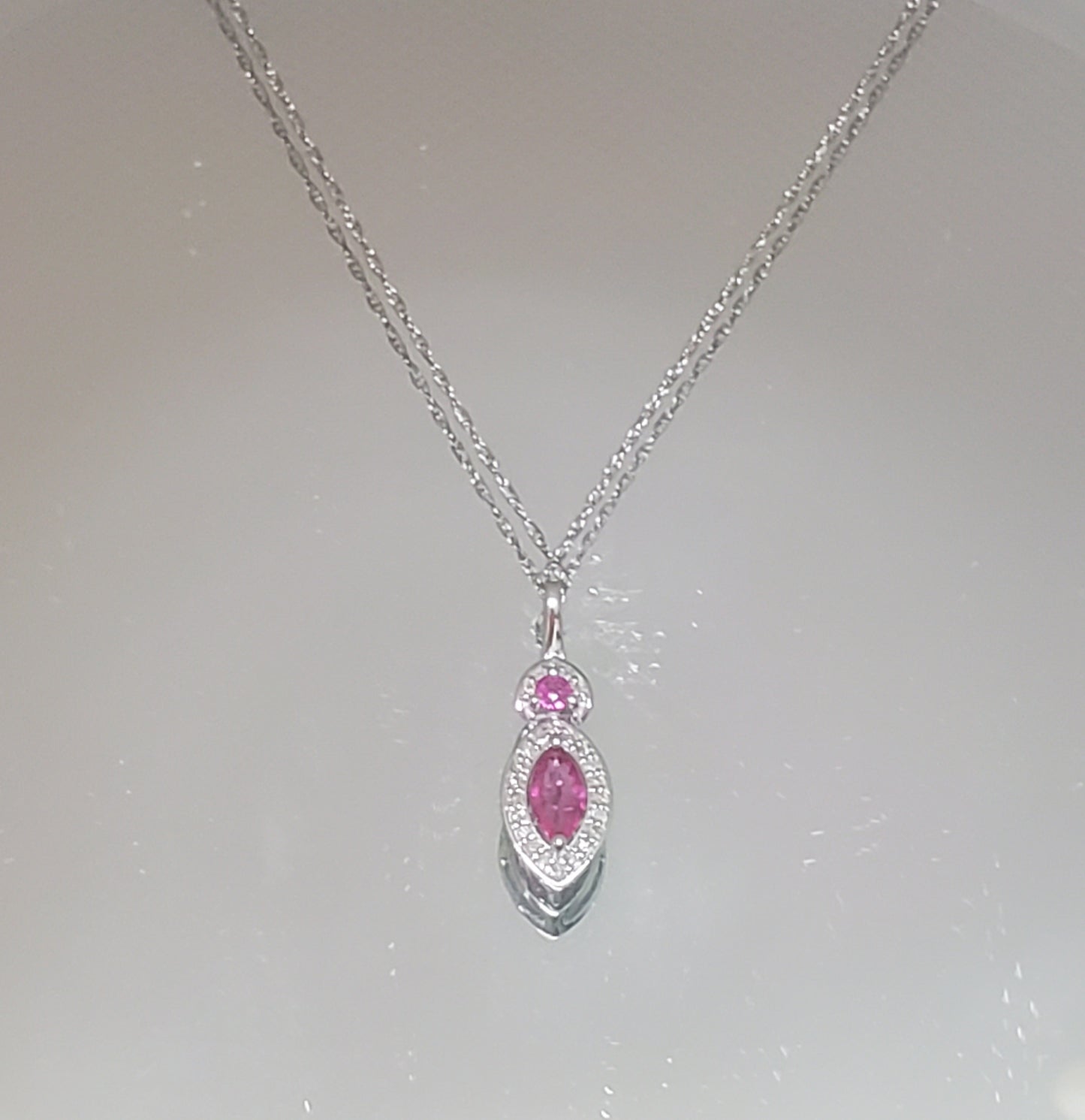White Gold Diamond and Ruby Pendant