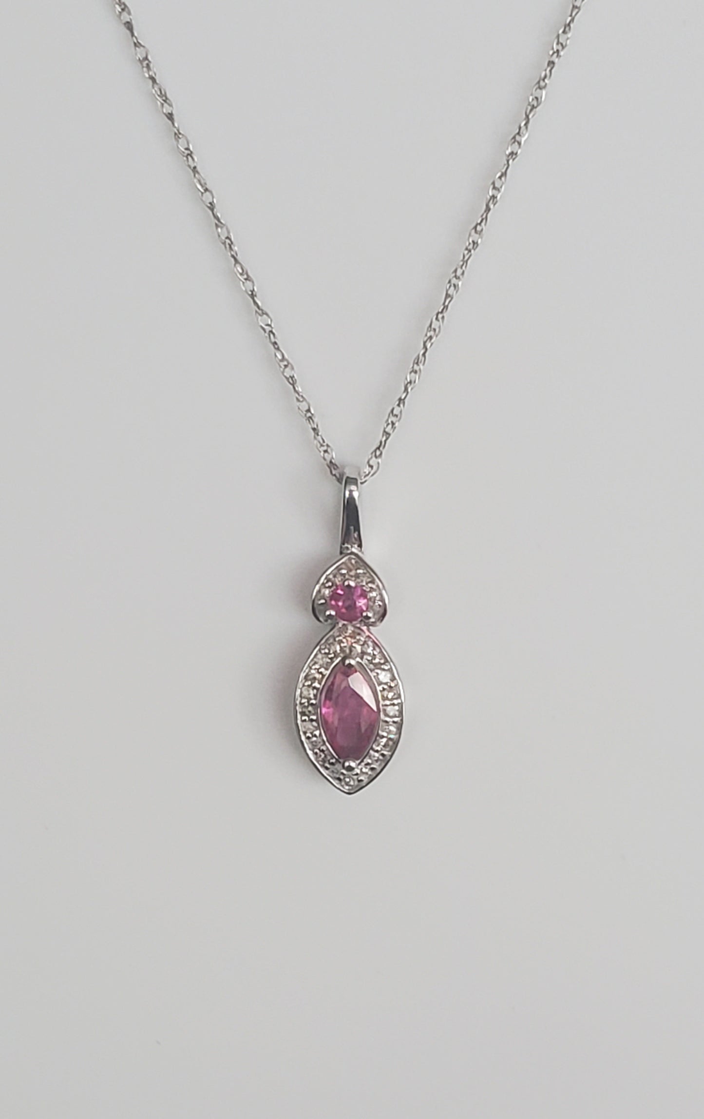 White Gold Diamond and Ruby Pendant