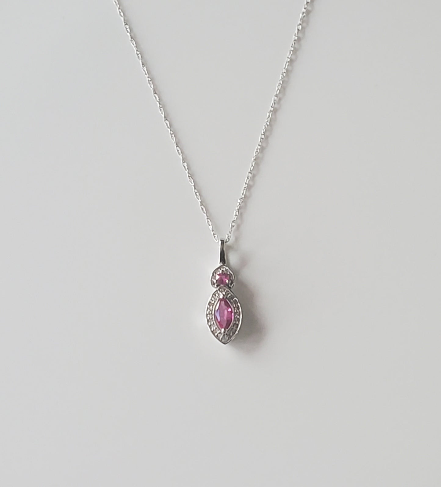 White Gold Diamond and Ruby Pendant