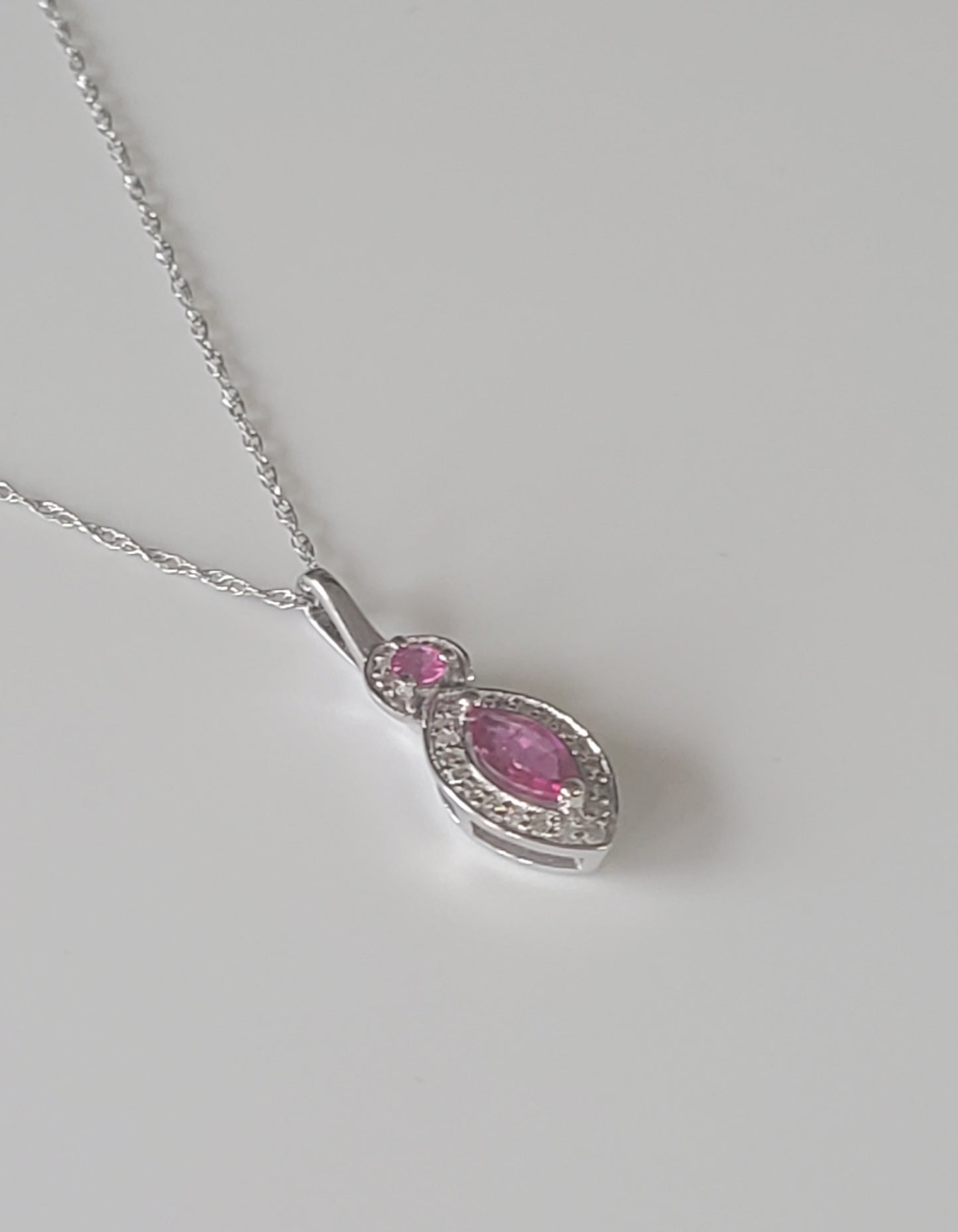 White Gold Diamond and Ruby Pendant