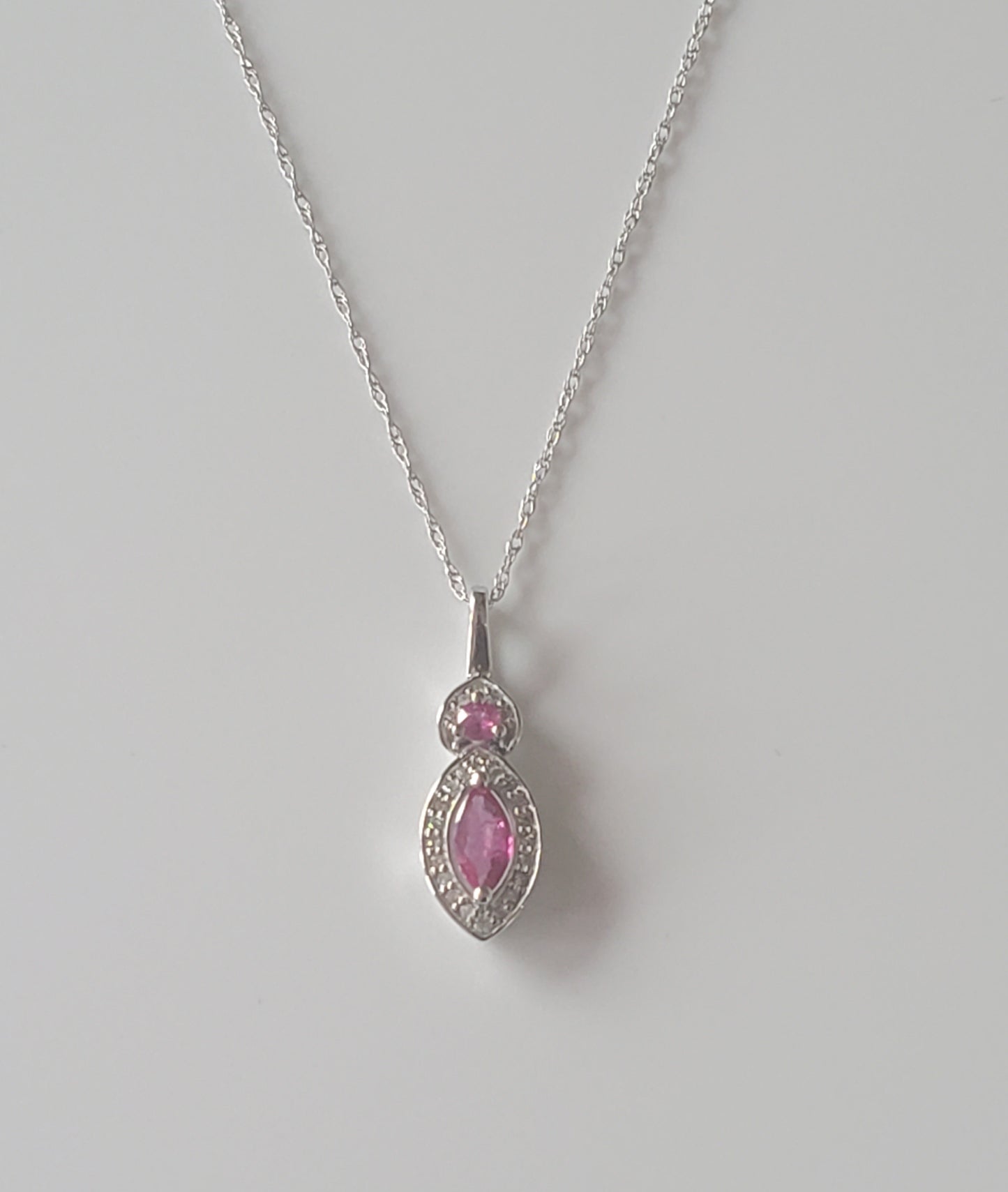 White Gold Diamond and Ruby Pendant