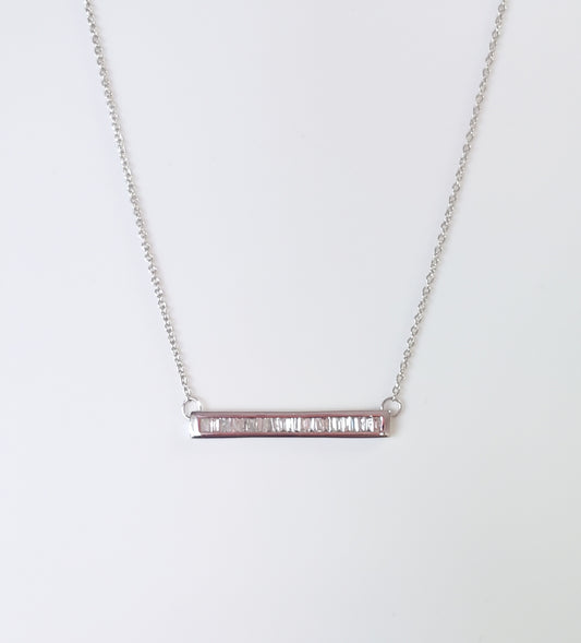 10k White Gold Diamond Bar Necklace