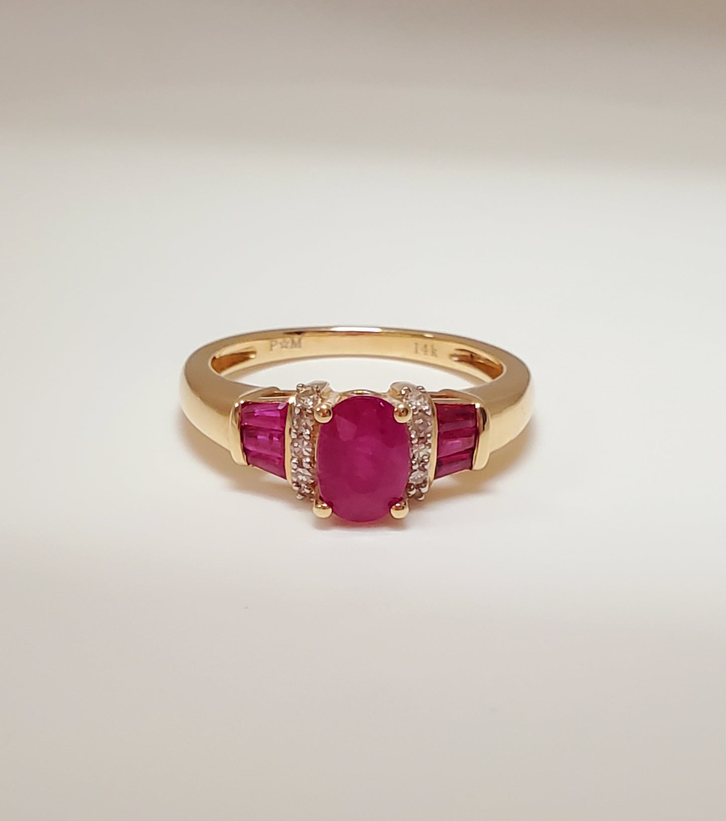 14k Yellow Gold Diamond and Ruby Ring