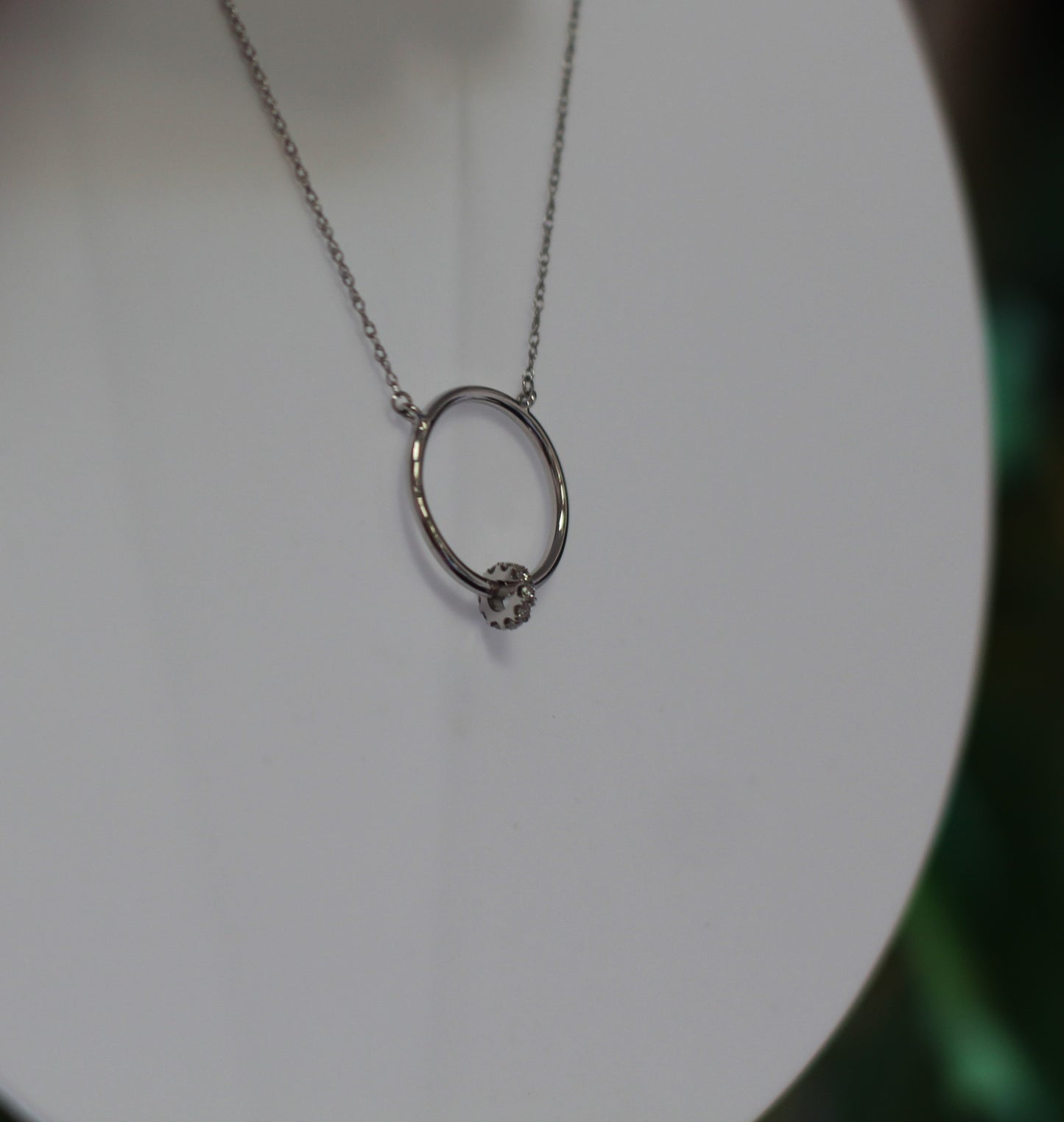 10K White Gold Diamond Pendant w/Chain