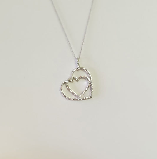 10K Diamond Hearts Intwined Necklace