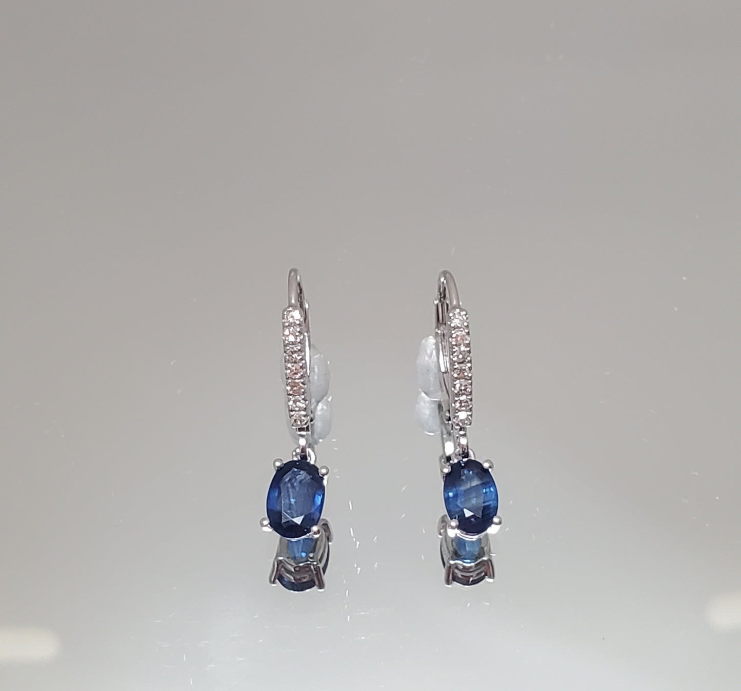 14K White Gold Sapphire Dangle Earrings