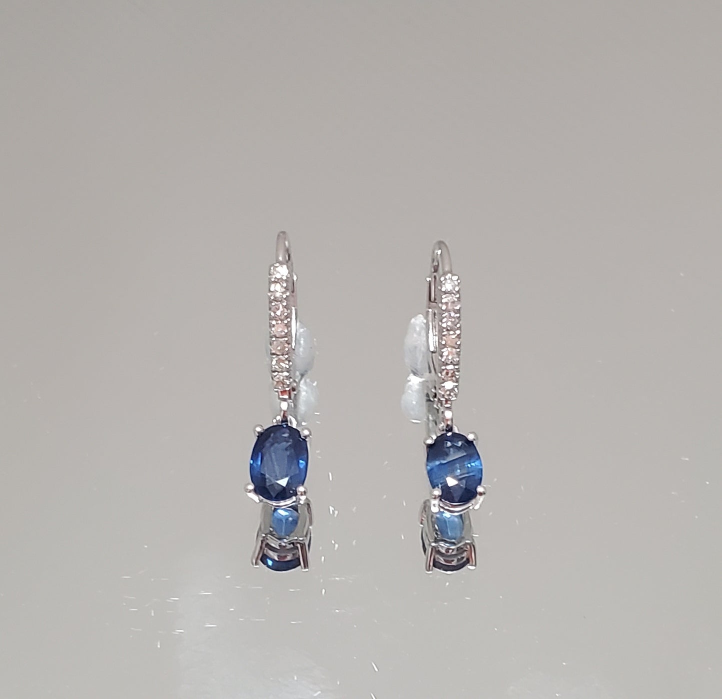 14K White Gold Sapphire Dangle Earrings