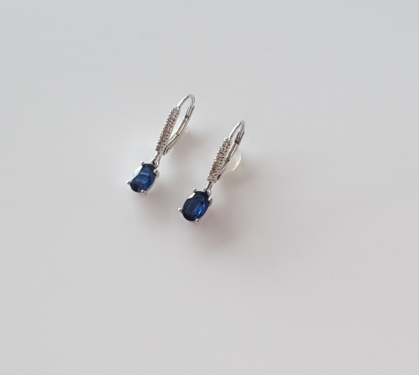 14K White Gold Sapphire Dangle Earrings