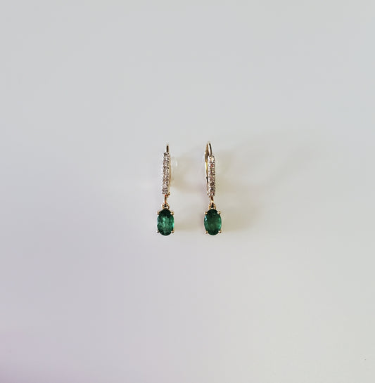 14K Emerald Dangle Earrings