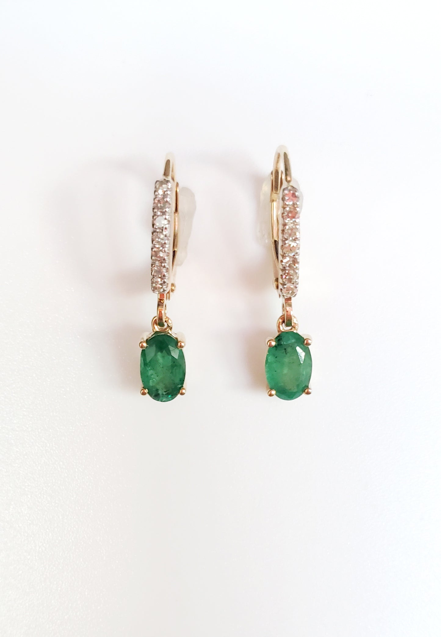 14K Emerald Dangle Earrings