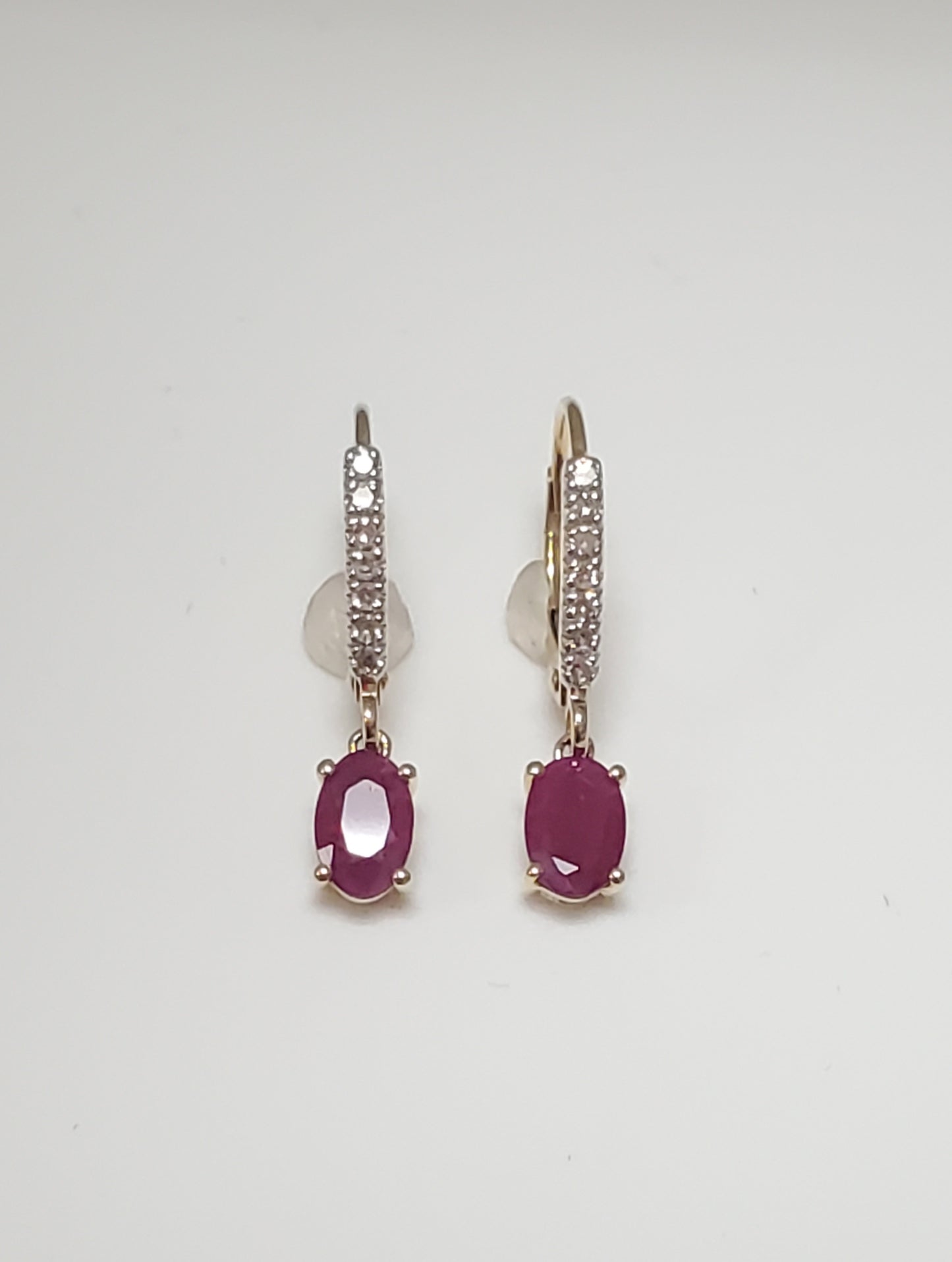 14k Yellow Gold Diamond AND Ruby Dangle Earrings