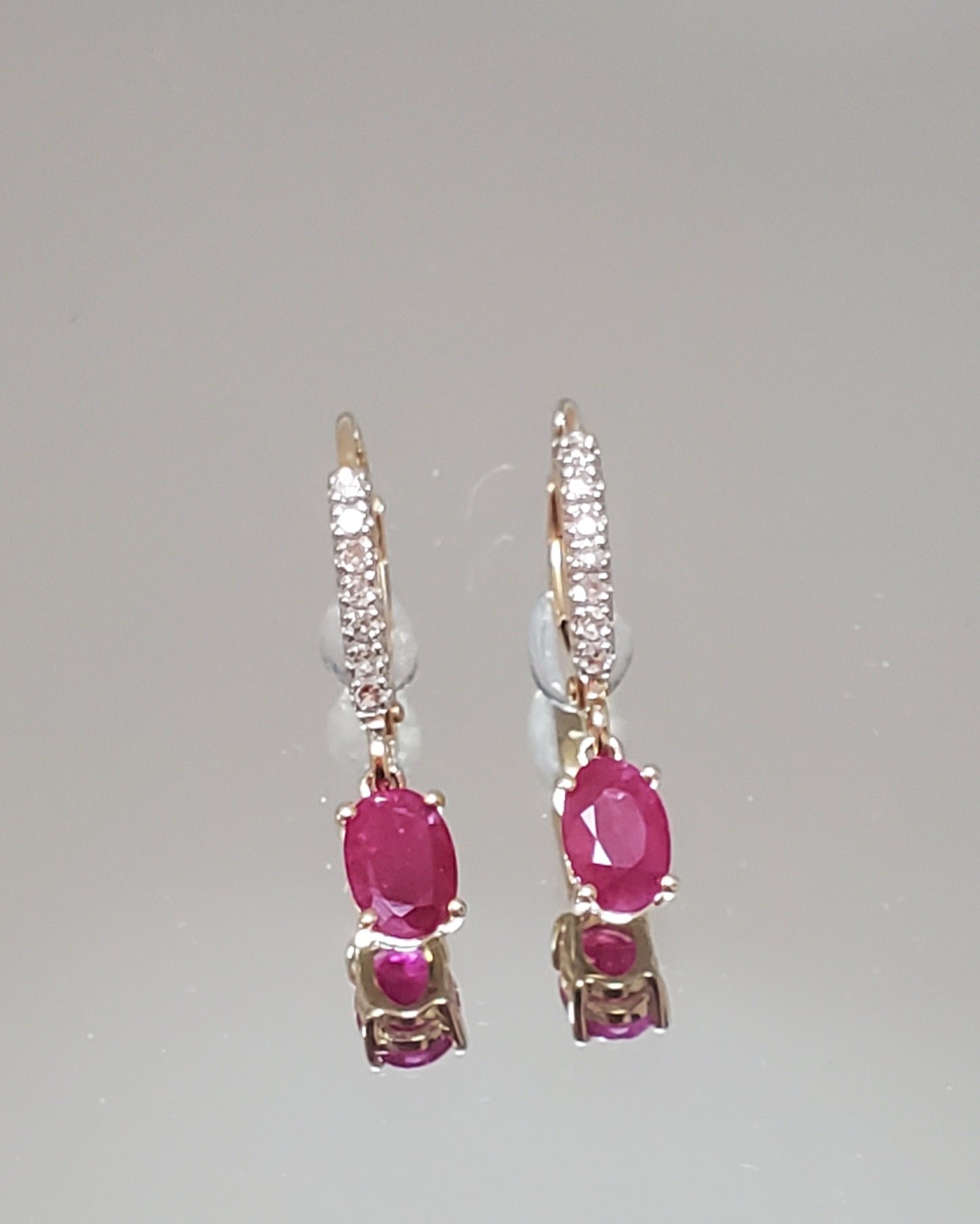 14k Yellow Gold Diamond AND Ruby Dangle Earrings