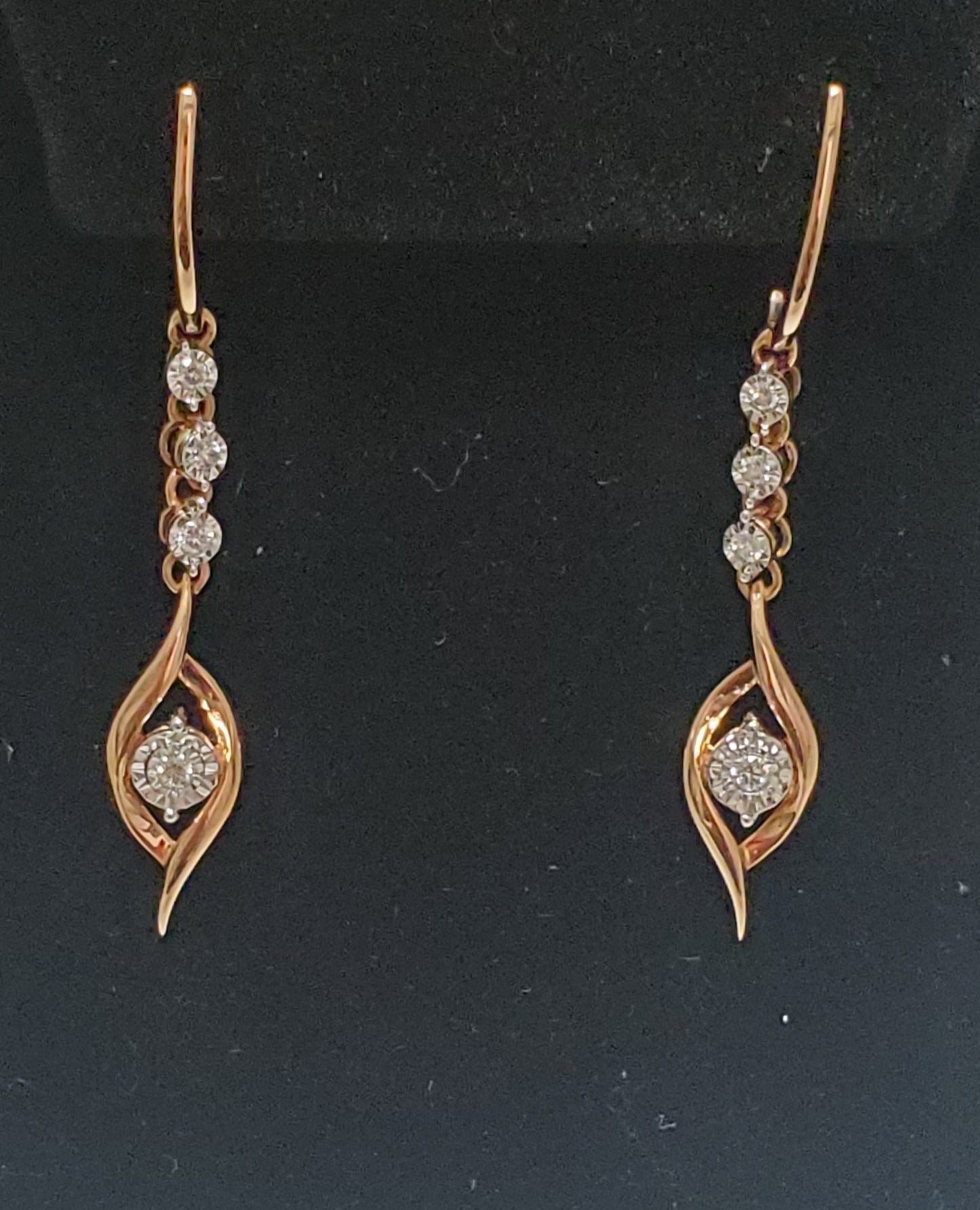 14k Rose Gold Lab Created Diamond Dangle Earrings